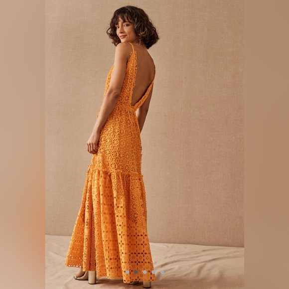 Elegant Orange Lace Maxi Dress - Picture 2 of 11